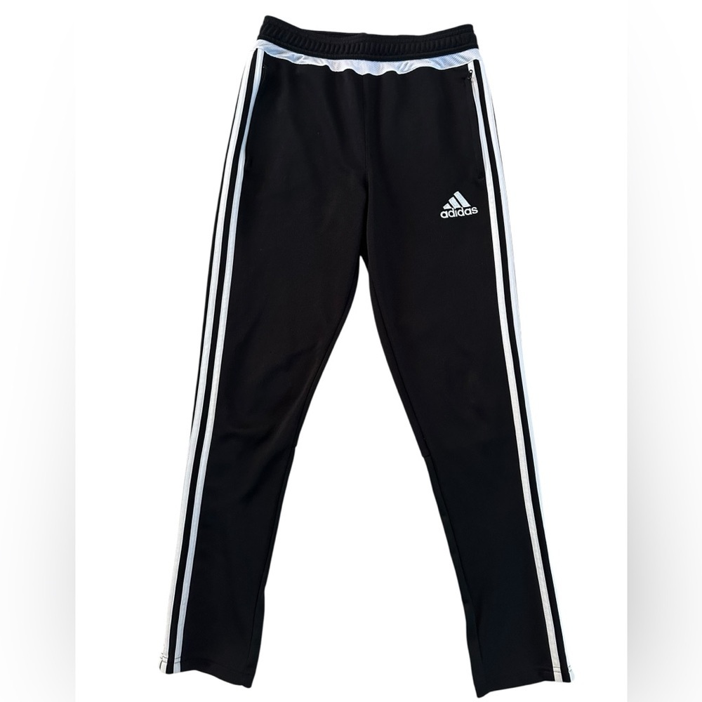 Adidas Youth Climacool Black & White 3 Stripe Zip Sweat Pants Size US L